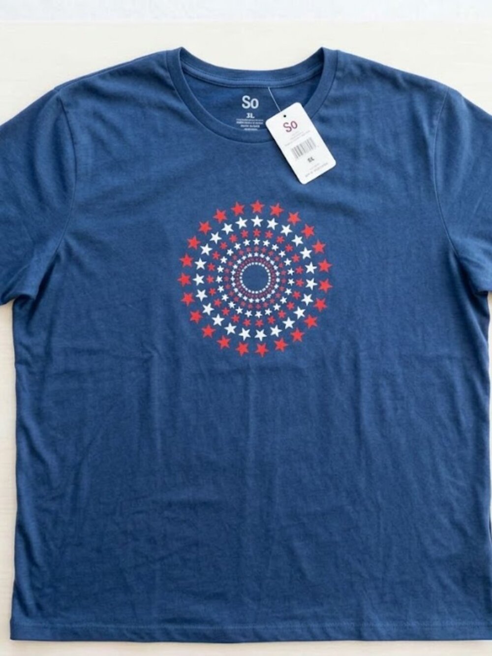 NEW SO Navy Blue Patriotic Starburst Graphic Tee XL